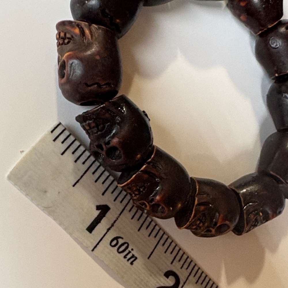 Skull Bracelet Set Two Brown Black chunky New - Picture 4 of 5